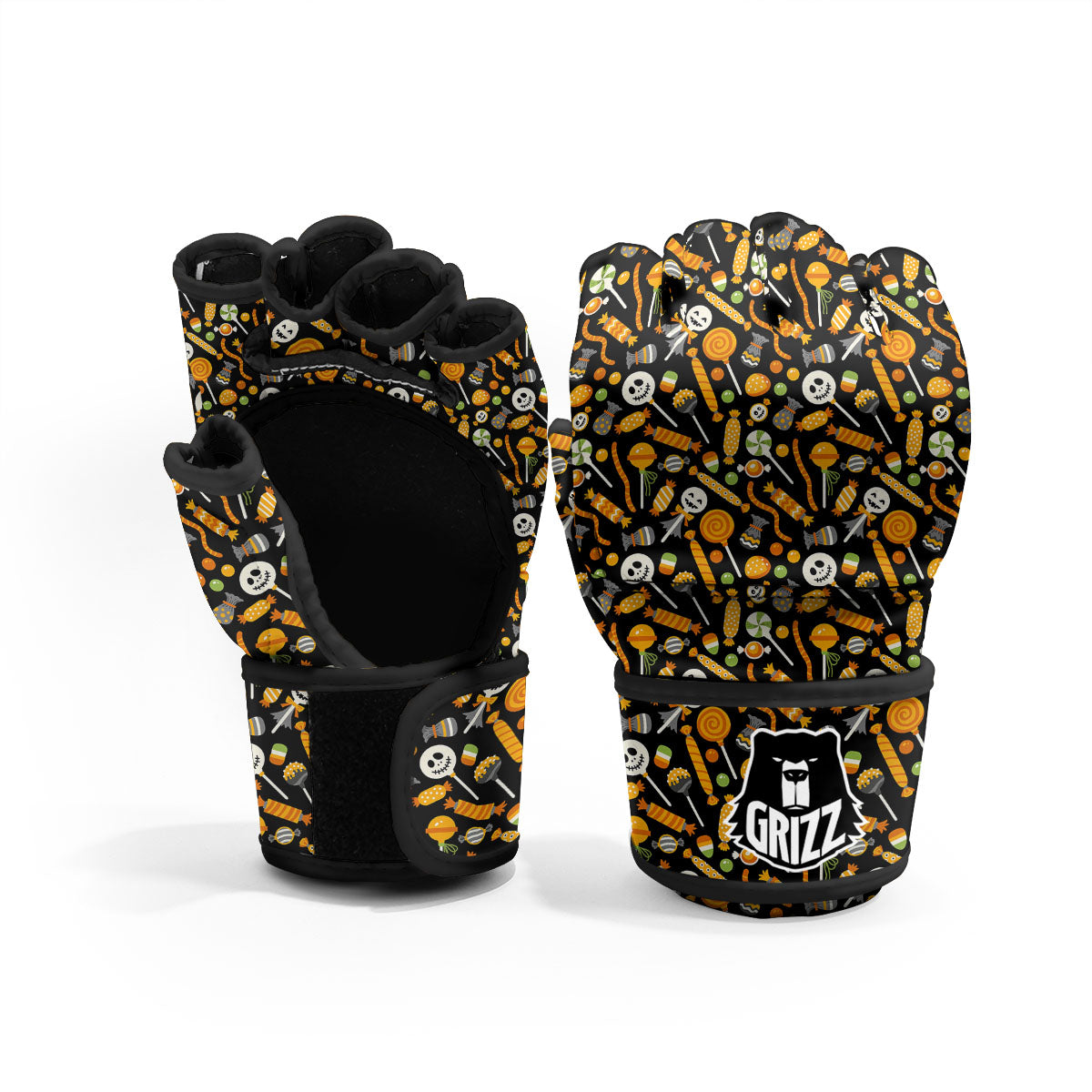 Candy Halloween Print Pattern MMA Gloves-grizzshop
