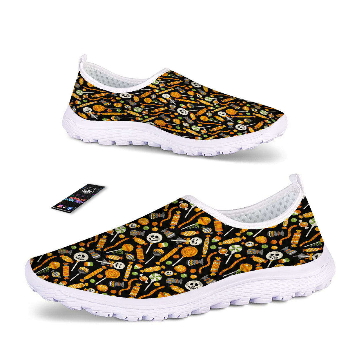 Candy Halloween Print Pattern Nurse Shoes-grizzshop