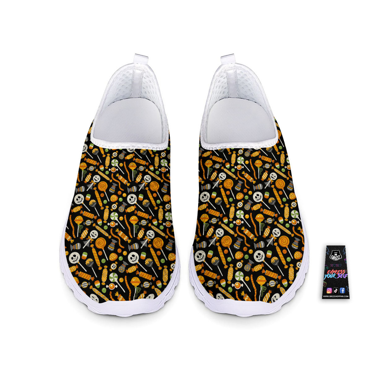 Candy Halloween Print Pattern Nurse Shoes-grizzshop