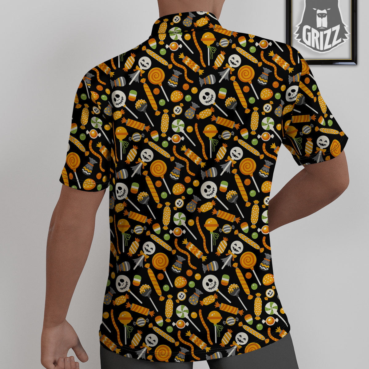 Candy Halloween Print Pattern Untucked Shirts-grizzshop