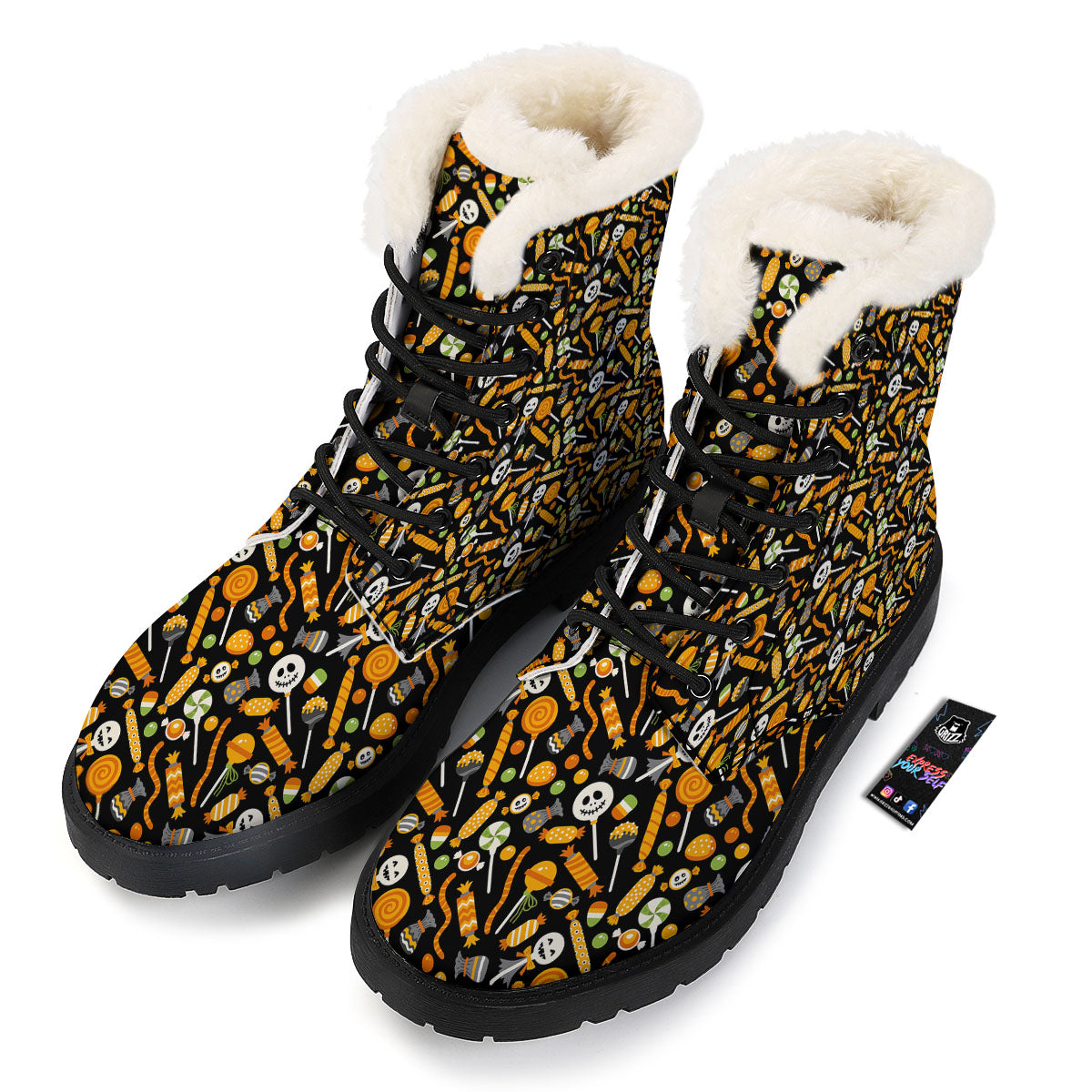 Candy Halloween Print Pattern Winter Boots-grizzshop