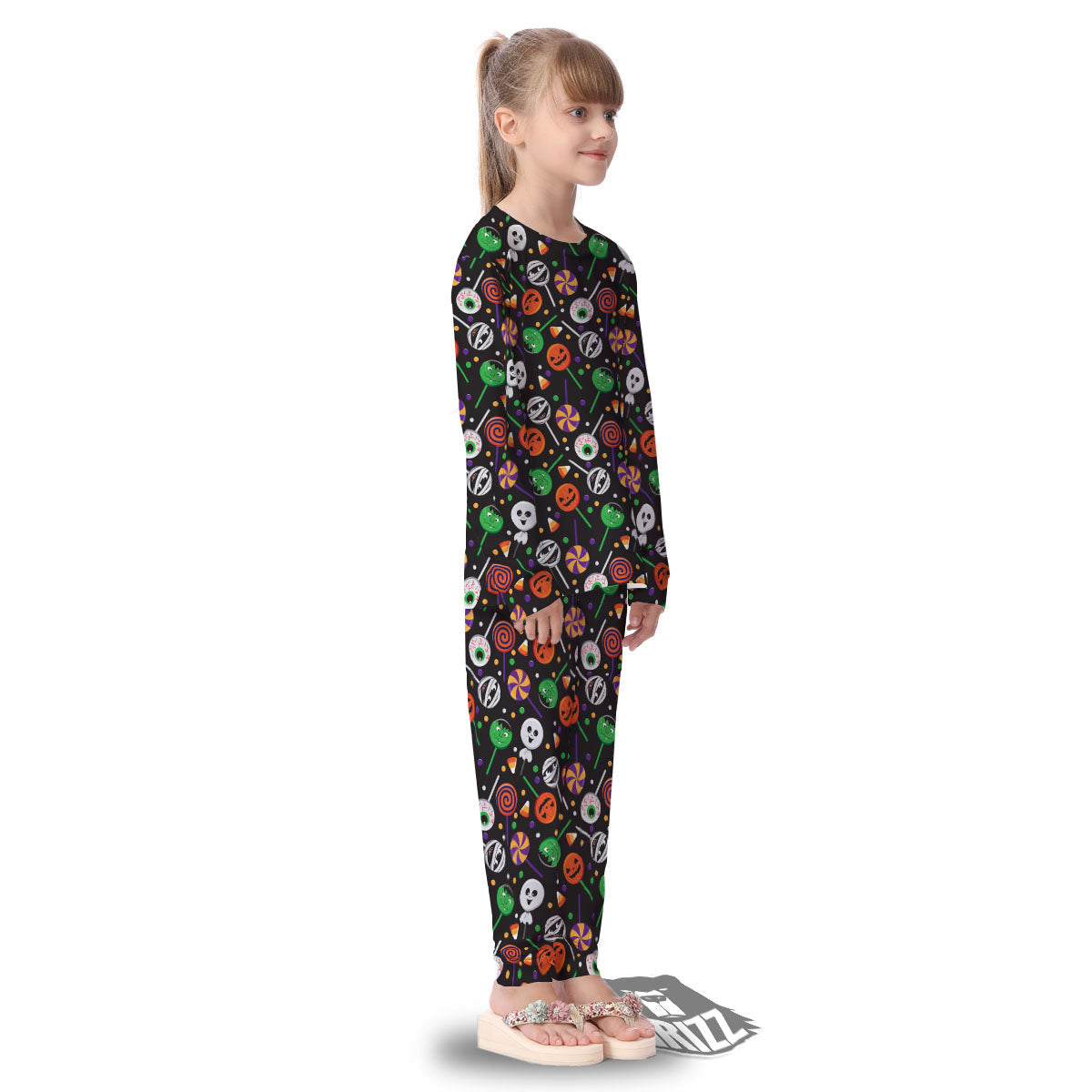 Candy Monsters Halloween Print Pattern Kid's Pajamas-grizzshop