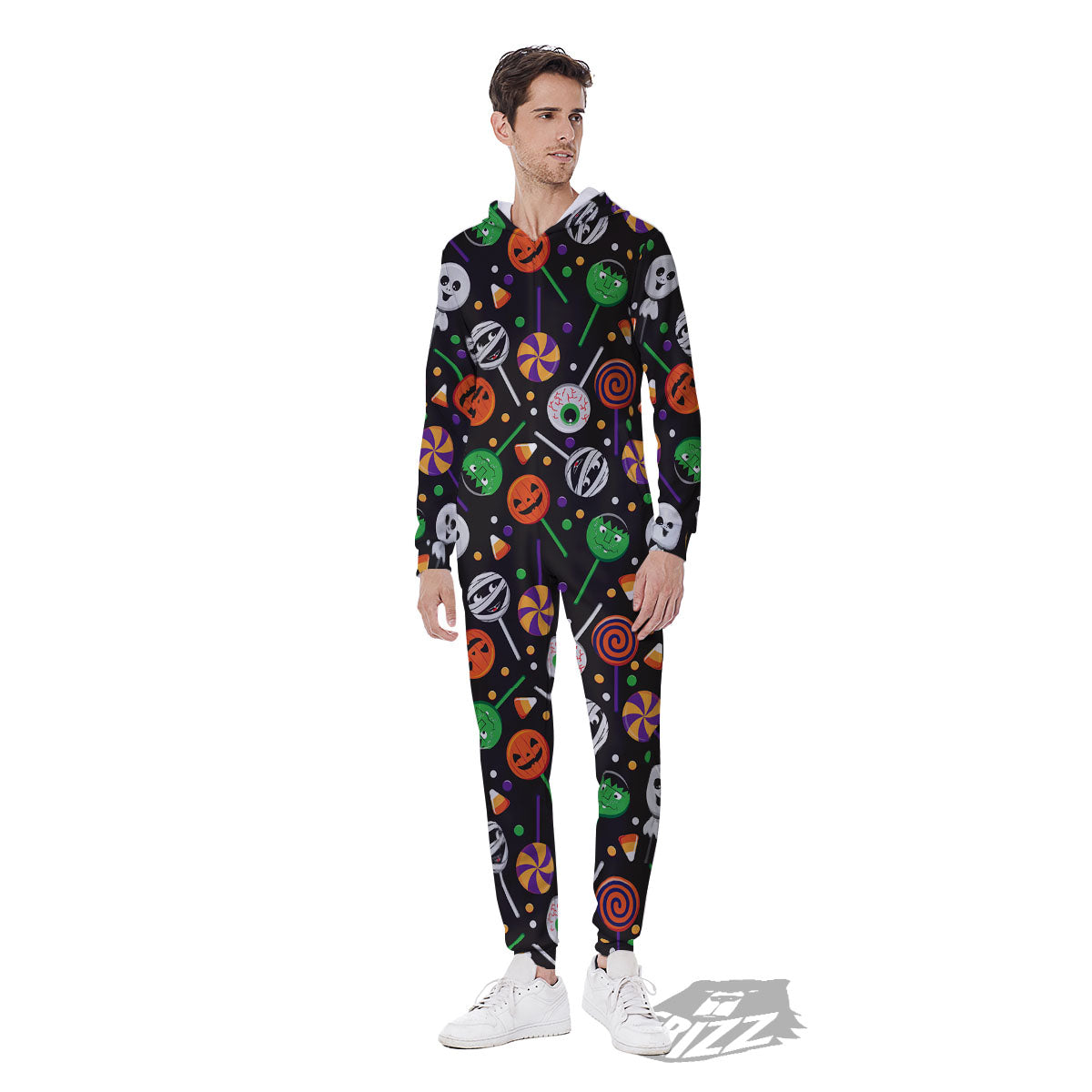Candy Monsters Halloween Print Pattern Men's Jumpsuit-grizzshop