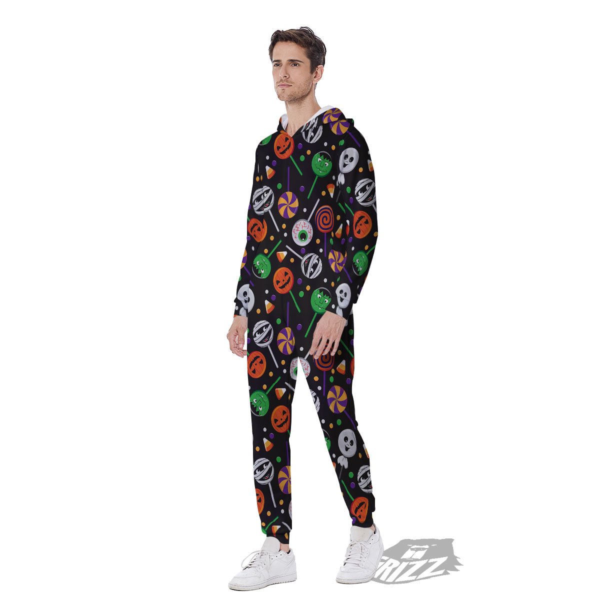 Candy Monsters Halloween Print Pattern Men's Jumpsuit-grizzshop