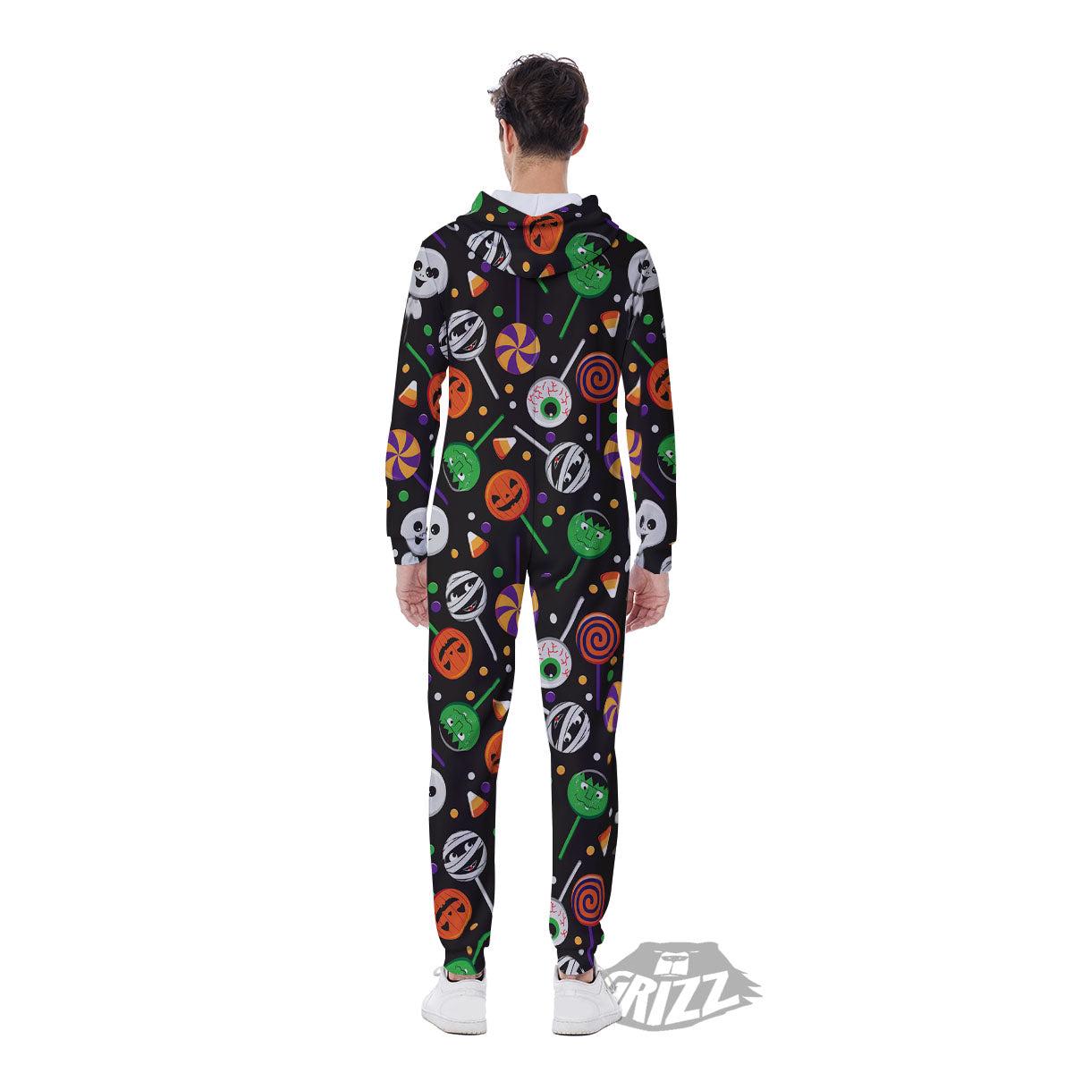 Candy Monsters Halloween Print Pattern Men's Jumpsuit-grizzshop
