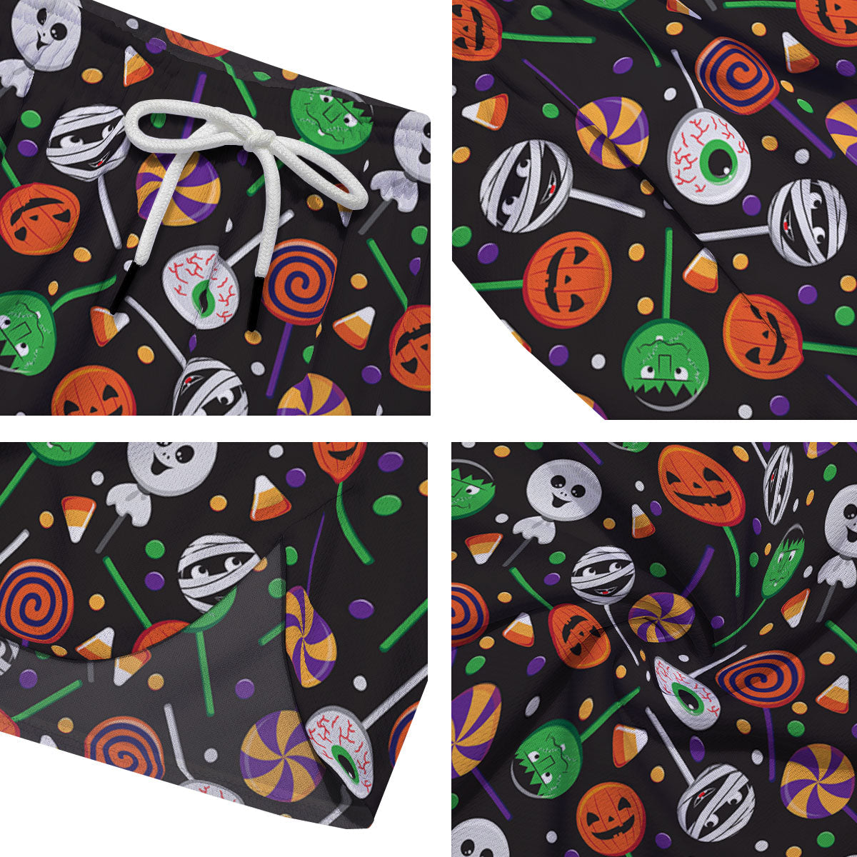 Candy Monsters Halloween Print Pattern Men's Running Shorts-grizzshop