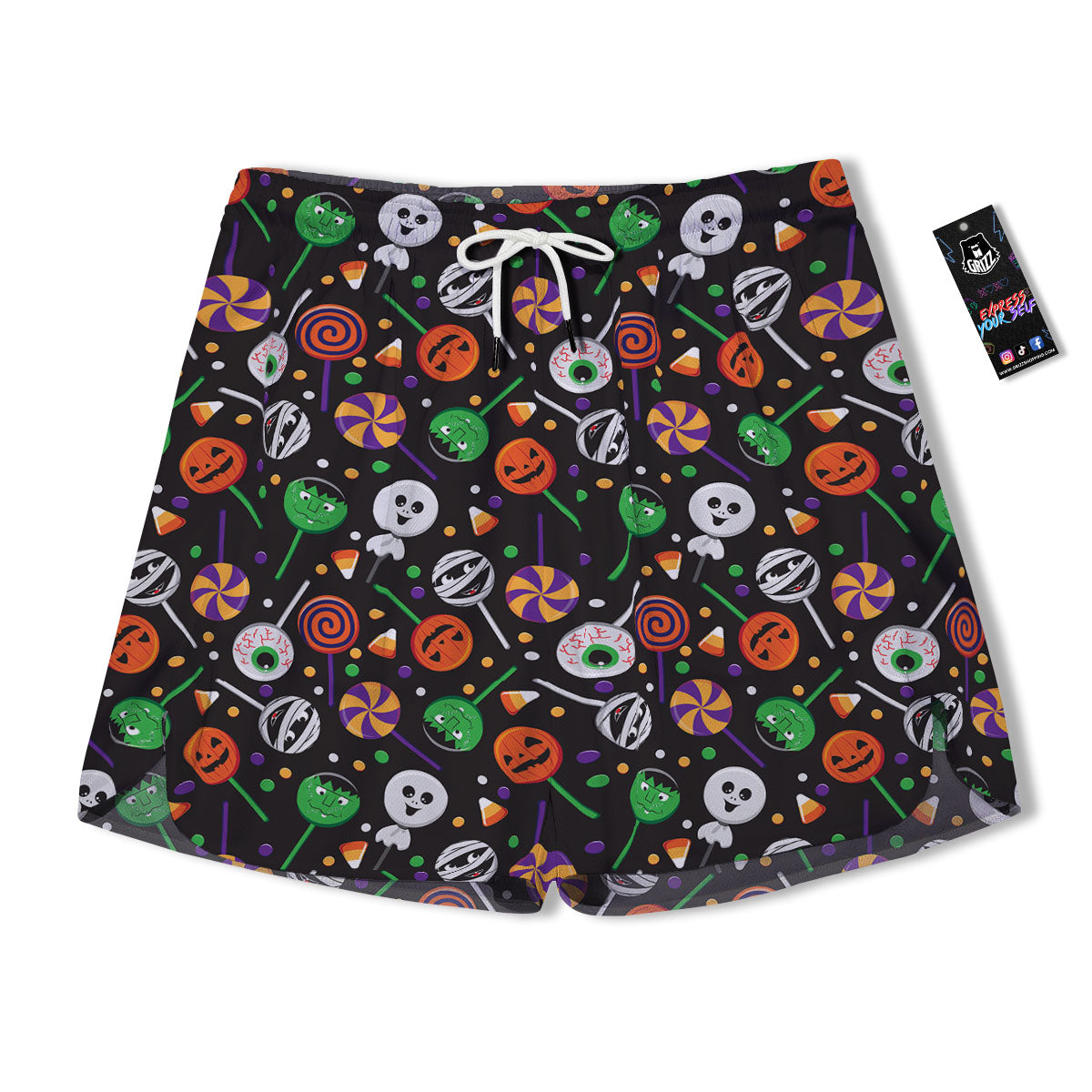 Candy Monsters Halloween Print Pattern Men's Running Shorts-grizzshop