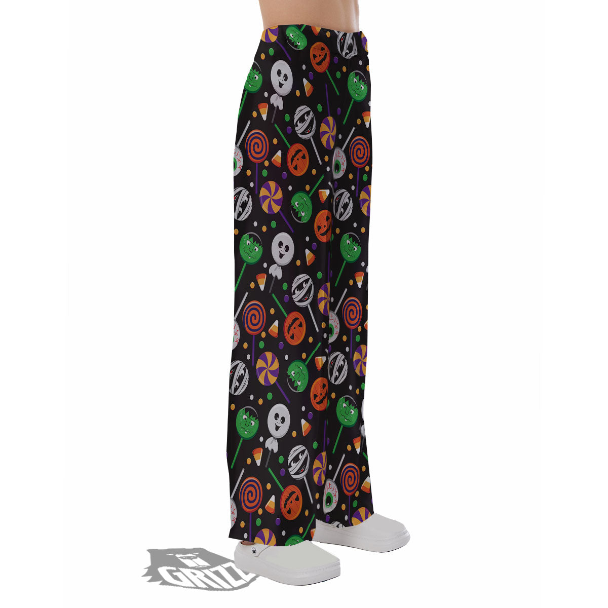 Candy Monsters Halloween Print Pattern Pajama Pants-grizzshop