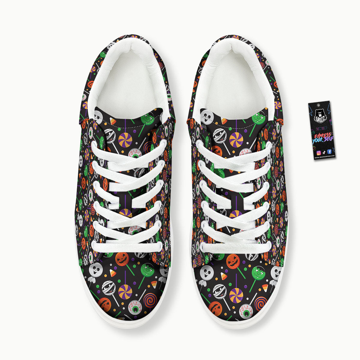 Candy Monsters Halloween Print Pattern Platform Shoes-grizzshop