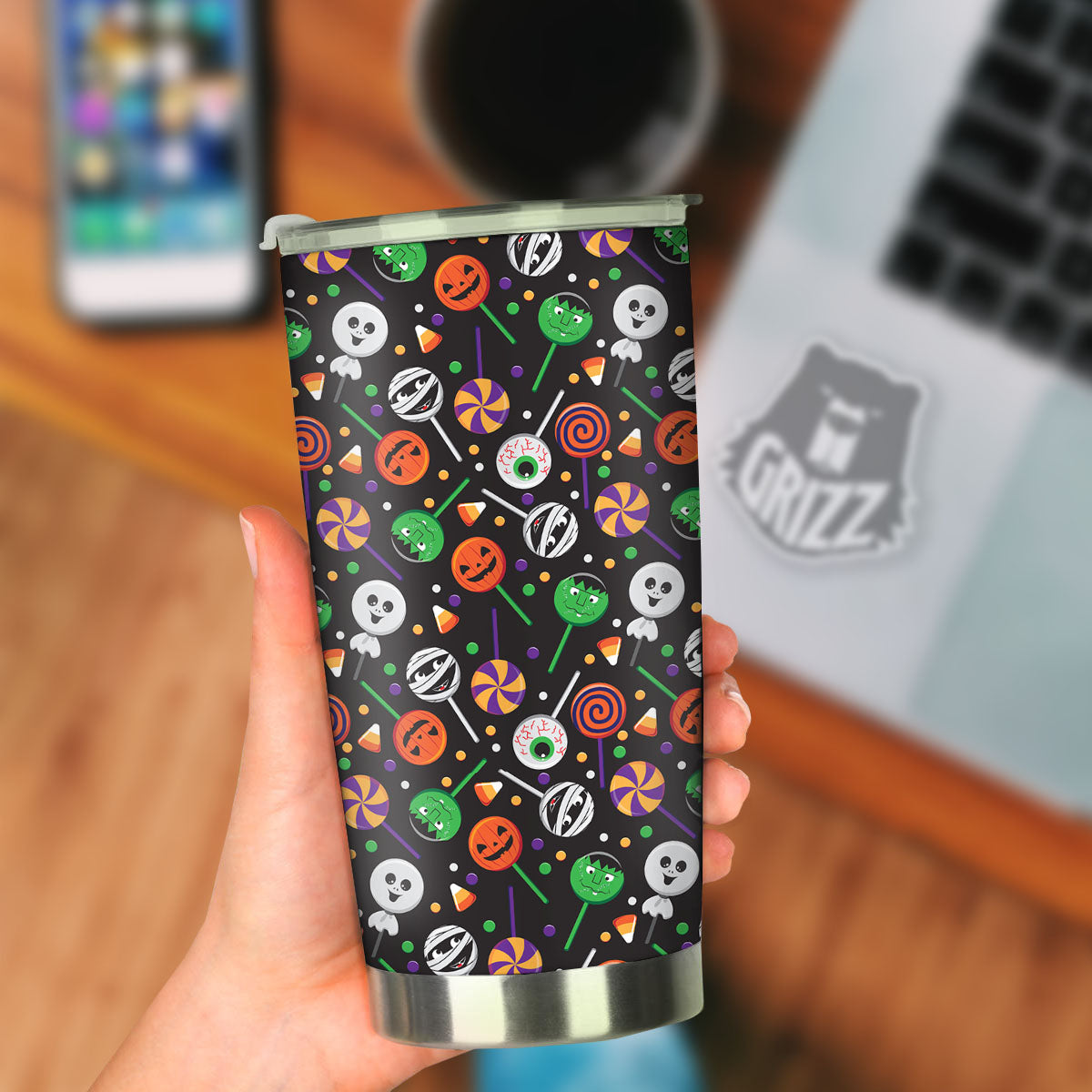 Candy Monsters Halloween Print Pattern Tumbler-grizzshop