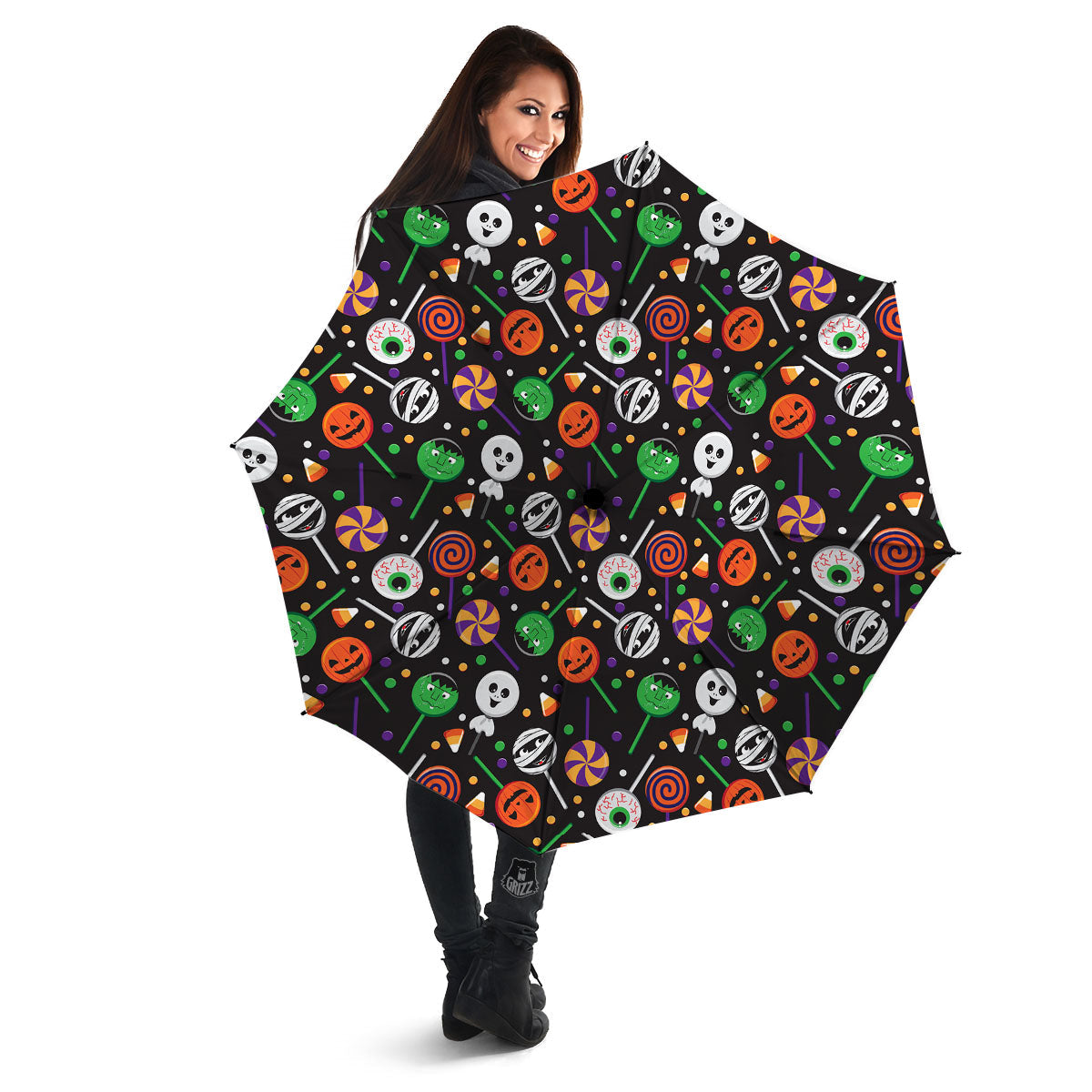 Candy Monsters Halloween Print Pattern Umbrella-grizzshop
