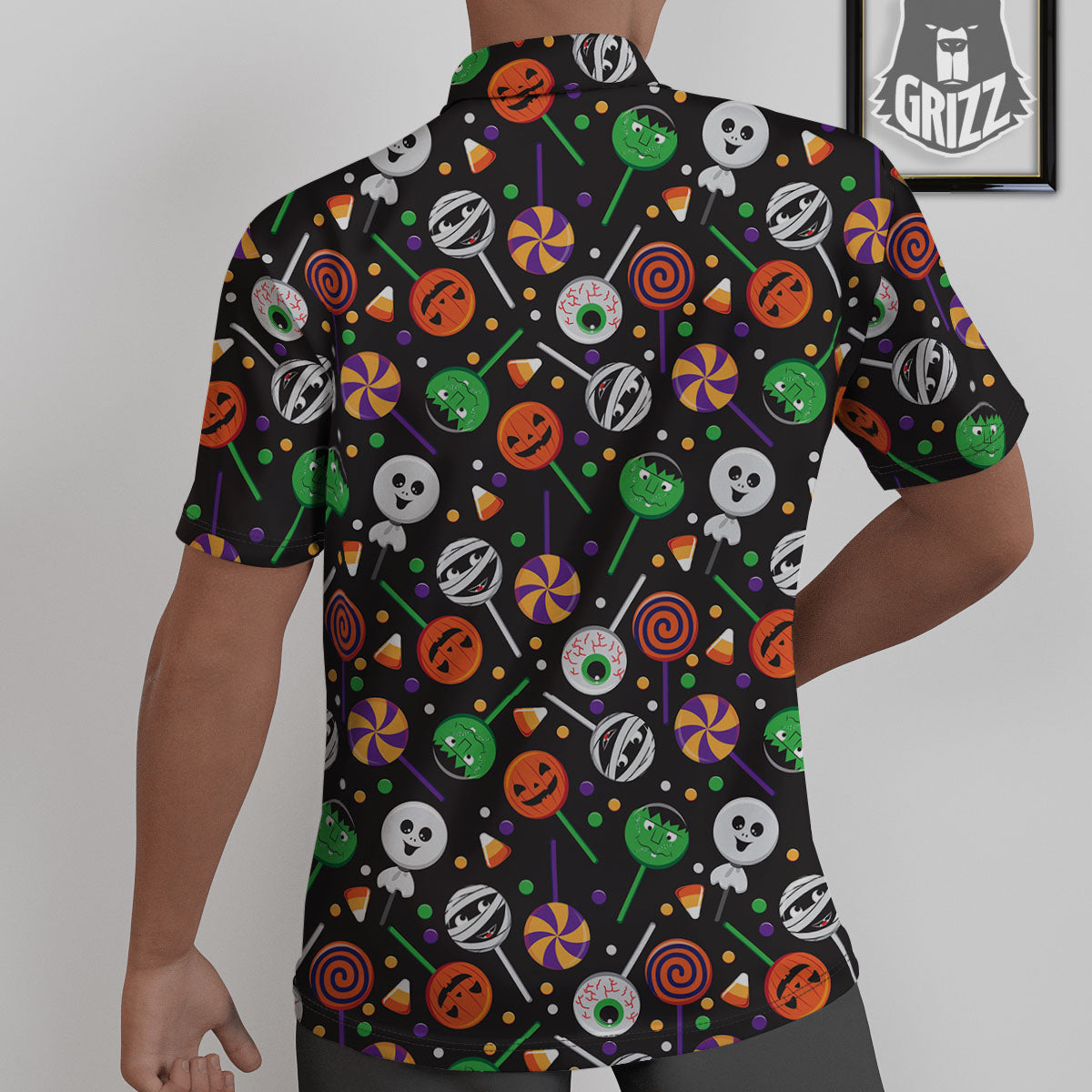 Candy Monsters Halloween Print Pattern Untucked Shirts-grizzshop