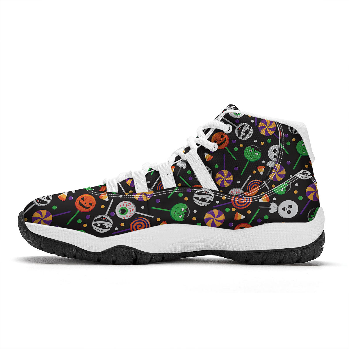 Candy Monsters Halloween Print Pattern White Bball Shoes-grizzshop