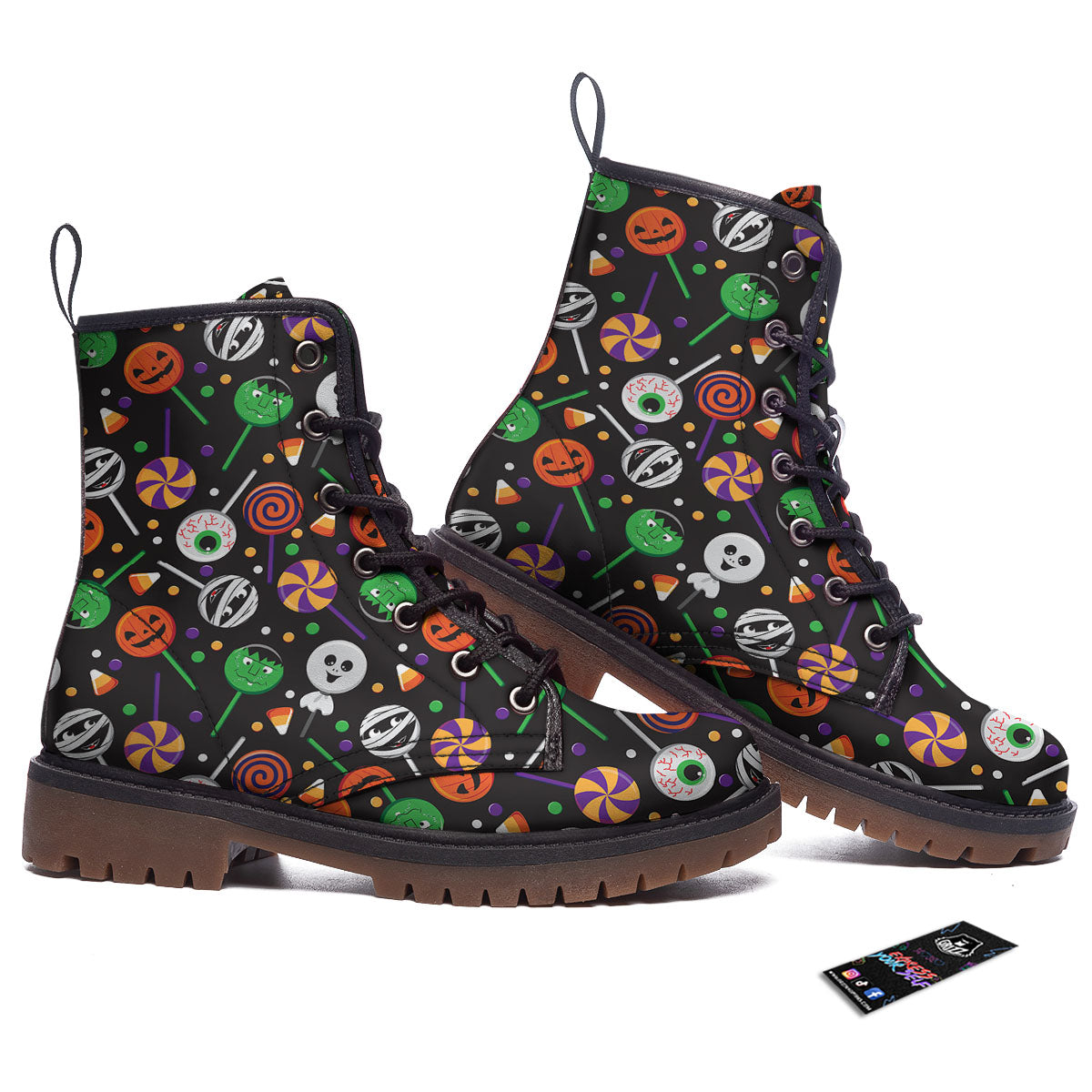 Candy Monsters Halloween Print Pattern Work Boots-grizzshop