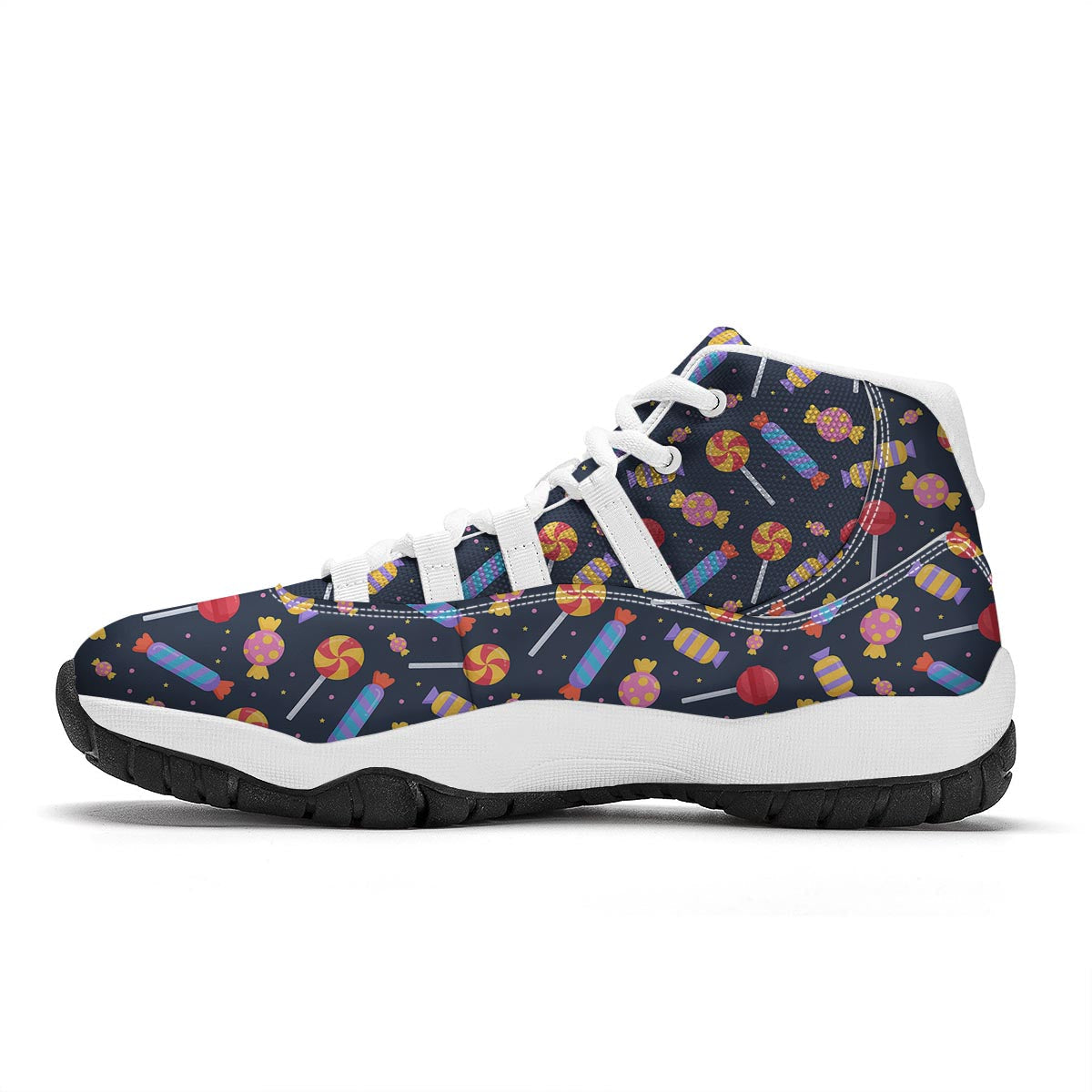 Candy Pattern Print White Bball Shoes-grizzshop