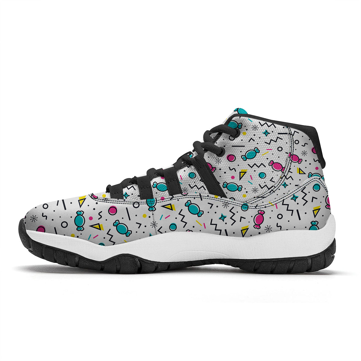 Candy Print Pattern Black Bball Shoes-grizzshop
