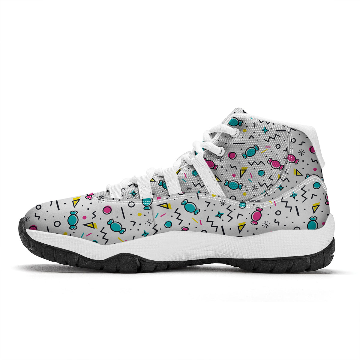 Candy Print Pattern White Bball Shoes-grizzshop
