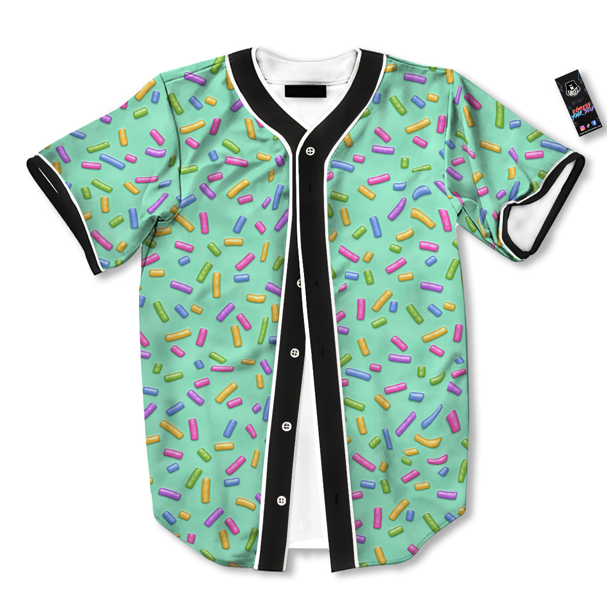 Candy Sprinkles Green Sweet Print Pattern Baseball Jersey-grizzshop