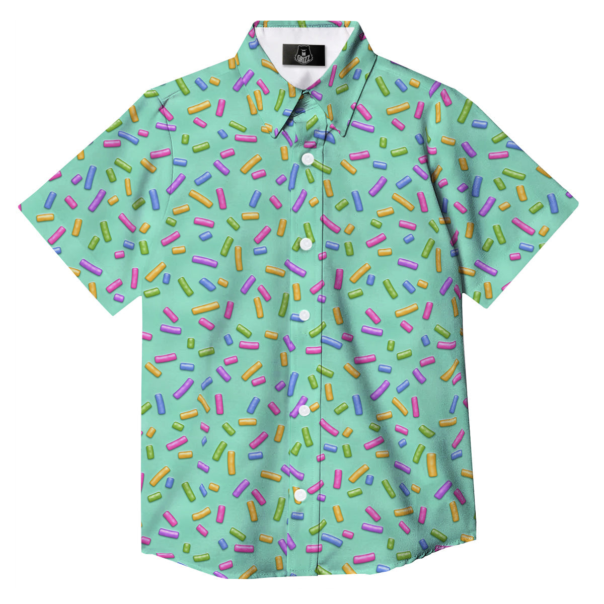 Candy Sprinkles Green Sweet Print Pattern Button Up Shirt-grizzshop