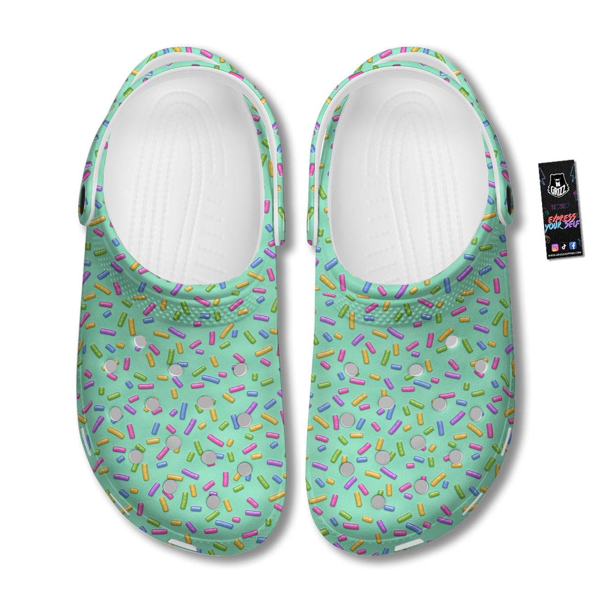 Candy Sprinkles Green Sweet Print Pattern Clog-grizzshop