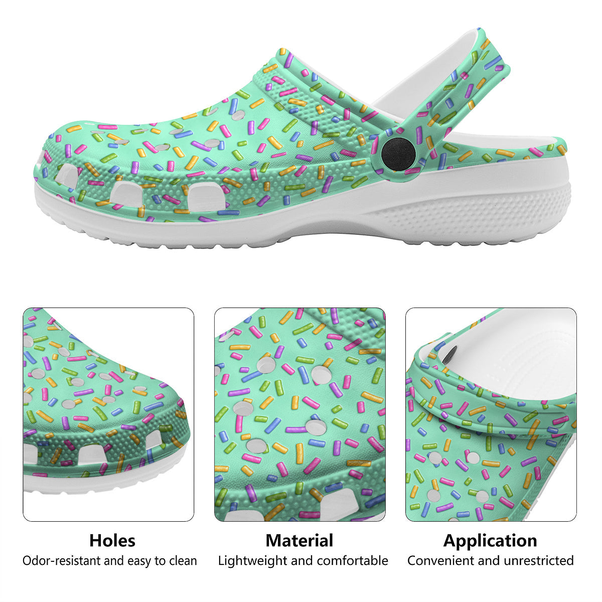 Candy Sprinkles Green Sweet Print Pattern Clog-grizzshop