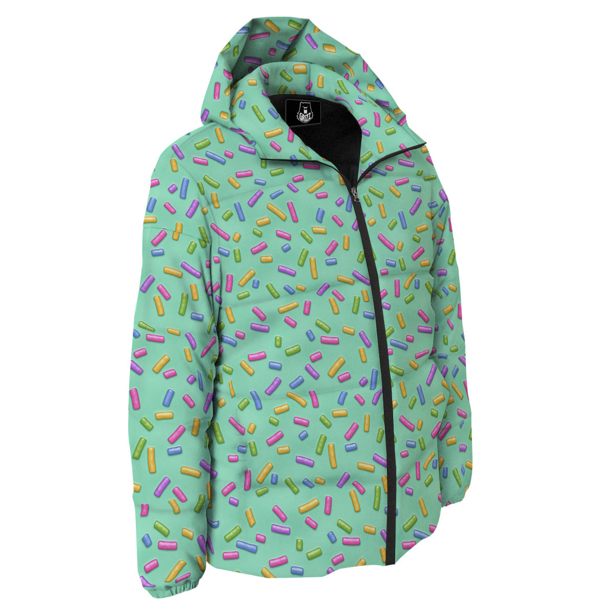 Candy Sprinkles Green Sweet Print Pattern Down Jacket-grizzshop