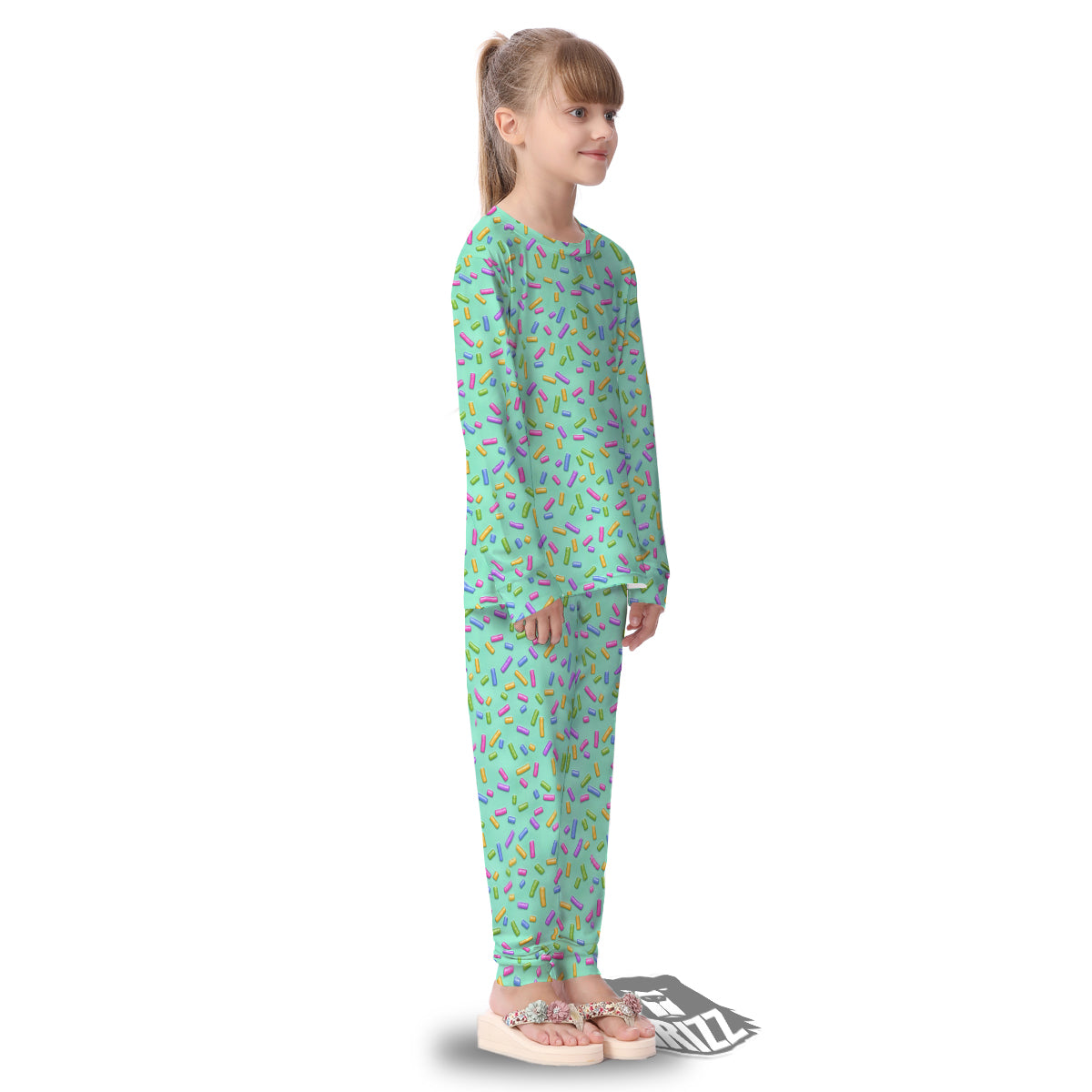 Candy Sprinkles Green Sweet Print Pattern Kid's Pajamas-grizzshop