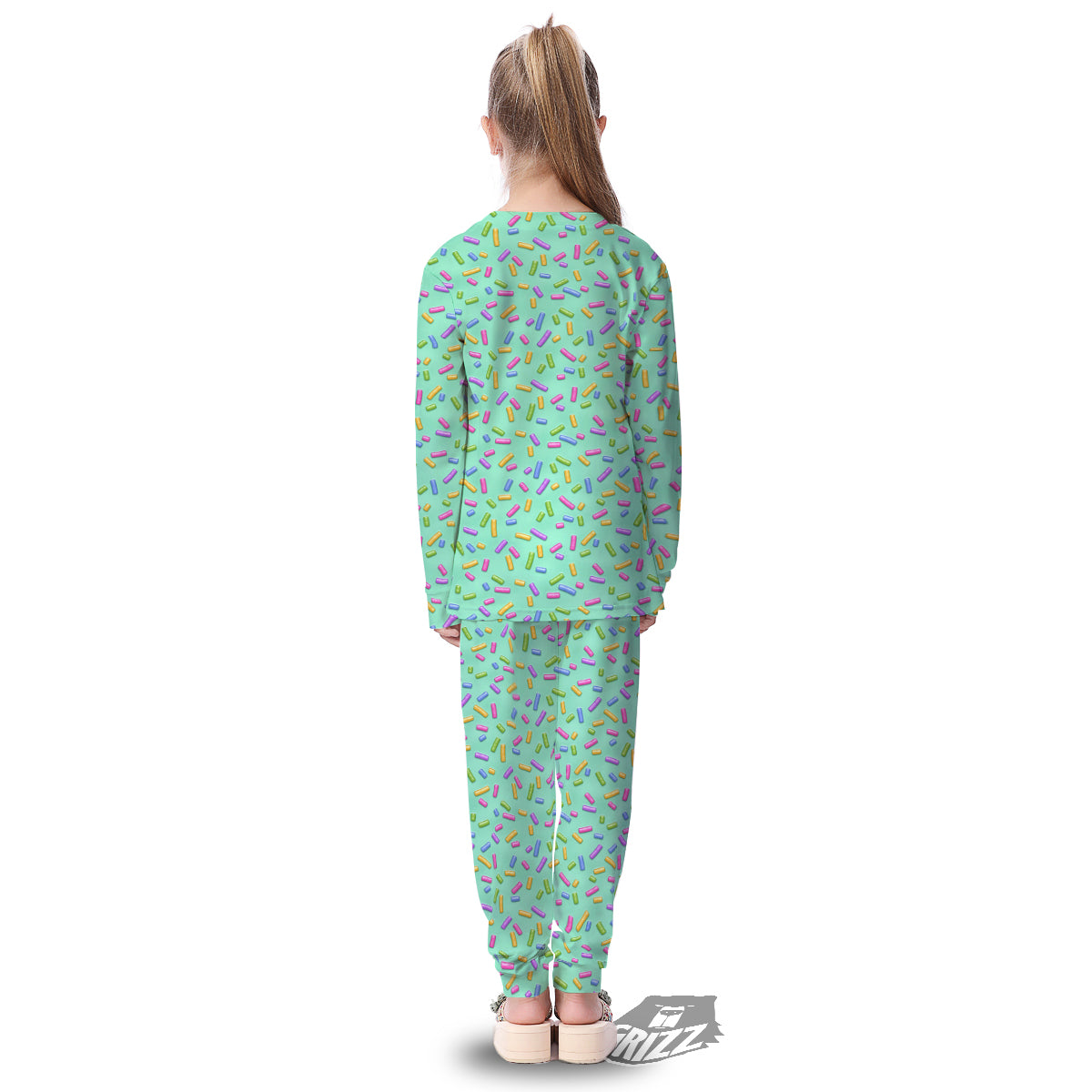 Candy Sprinkles Green Sweet Print Pattern Kid's Pajamas-grizzshop