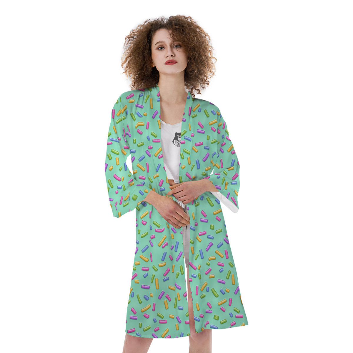 Candy Sprinkles Green Sweet Print Pattern Kimono-grizzshop