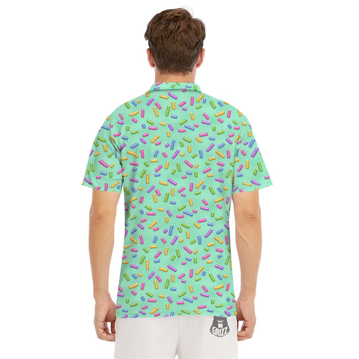 Candy Sprinkles Green Sweet Print Pattern Men's Golf Shirts-grizzshop