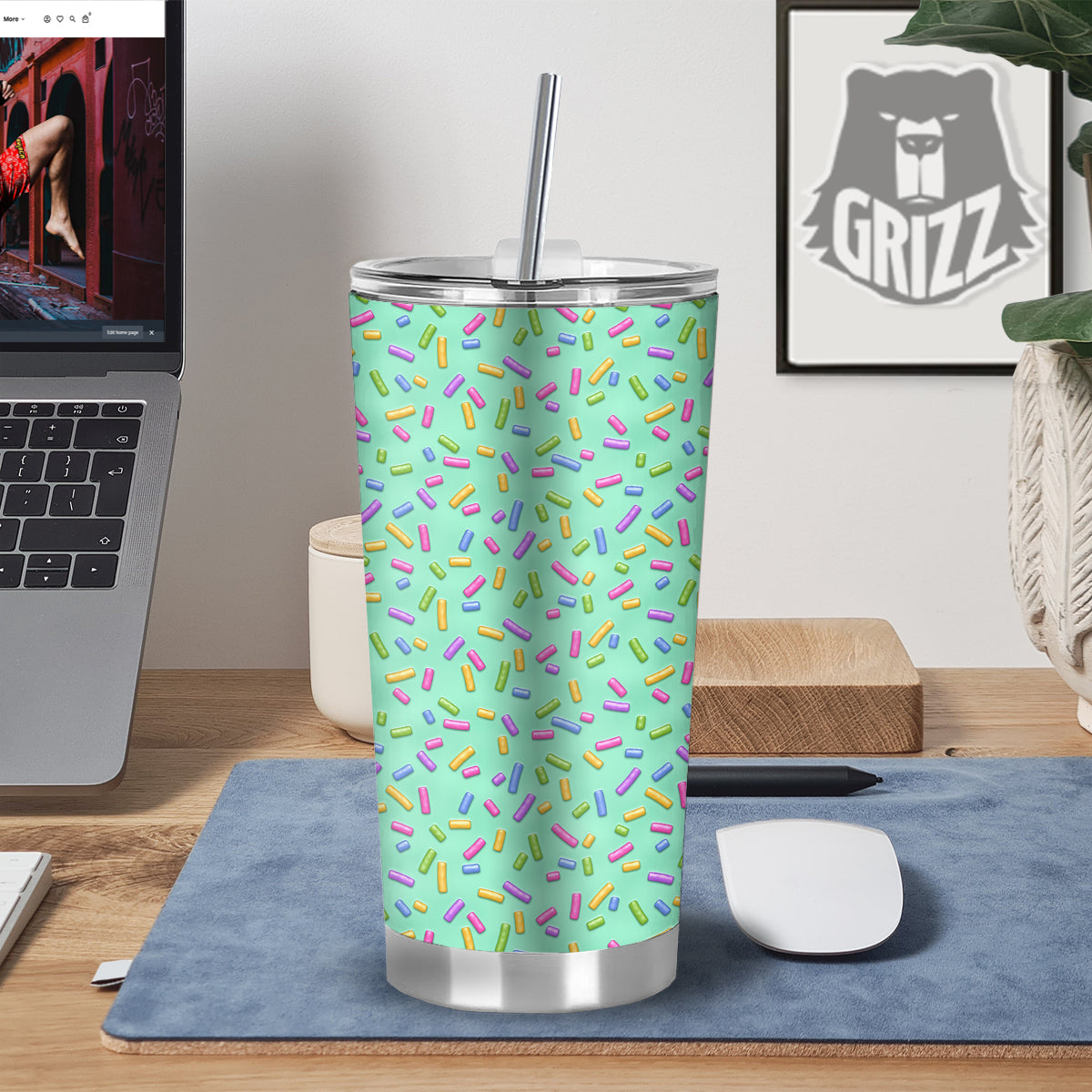 Candy Sprinkles Green Sweet Print Pattern Tumbler-grizzshop