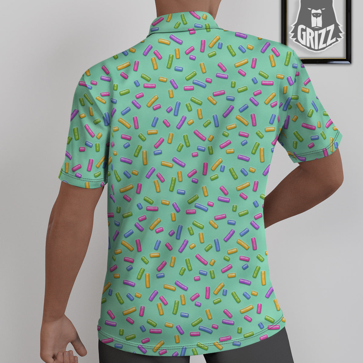 Candy Sprinkles Green Sweet Print Pattern Untucked Shirts-grizzshop
