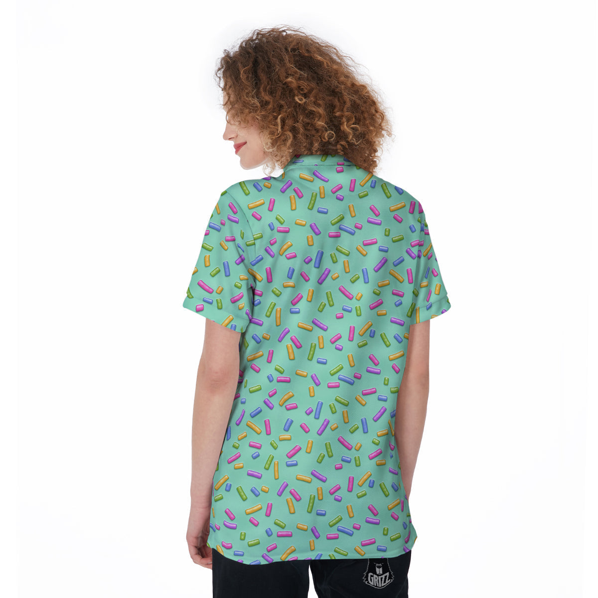 Candy Sprinkles Green Sweet Print Pattern Women's Golf Shirts-grizzshop