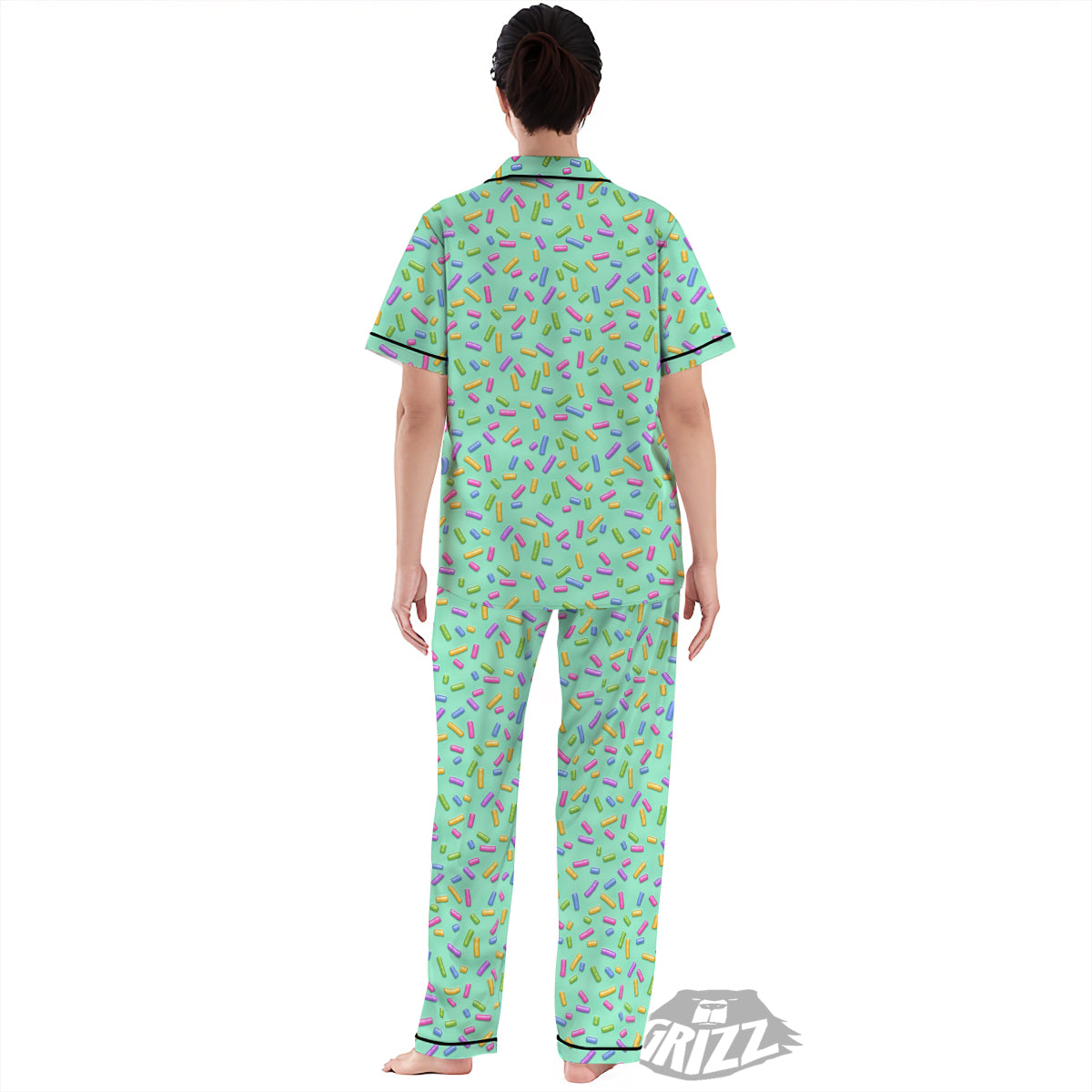 Candy Sprinkles Green Sweet Print Pattern Women's Pajamas Set-grizzshop