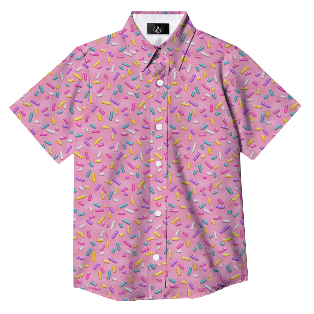 Candy Sprinkles Sweet Pink Print Pattern Button Up Shirt-grizzshop