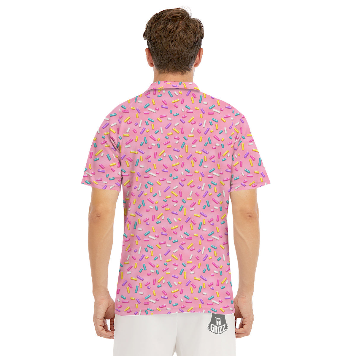 Candy Sprinkles Sweet Pink Print Pattern Men's Golf Shirts-grizzshop