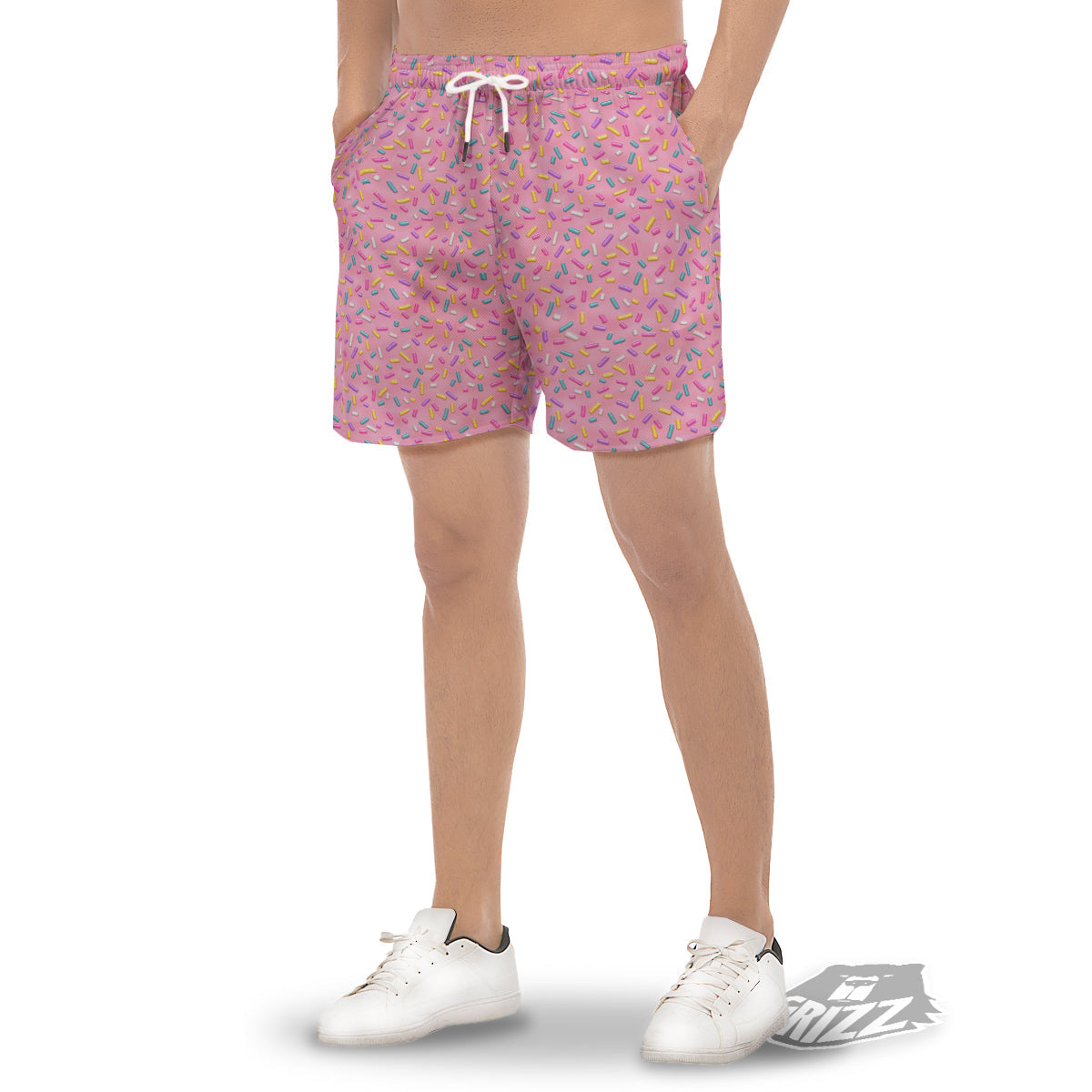 Candy Sprinkles Sweet Pink Print Pattern Men's Gym Shorts-grizzshop