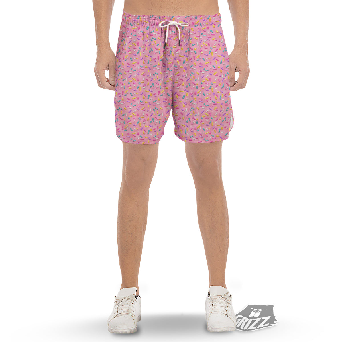 Candy Sprinkles Sweet Pink Print Pattern Men's Gym Shorts-grizzshop