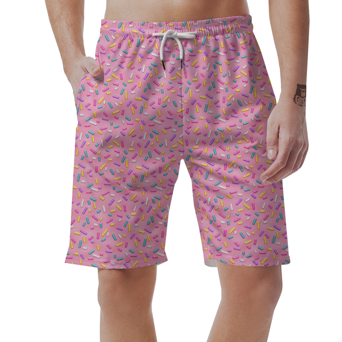 Candy Sprinkles Sweet Pink Print Pattern Men's Shorts-grizzshop