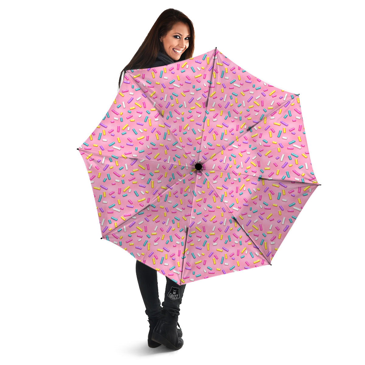 Candy Sprinkles Sweet Pink Print Pattern Umbrella-grizzshop