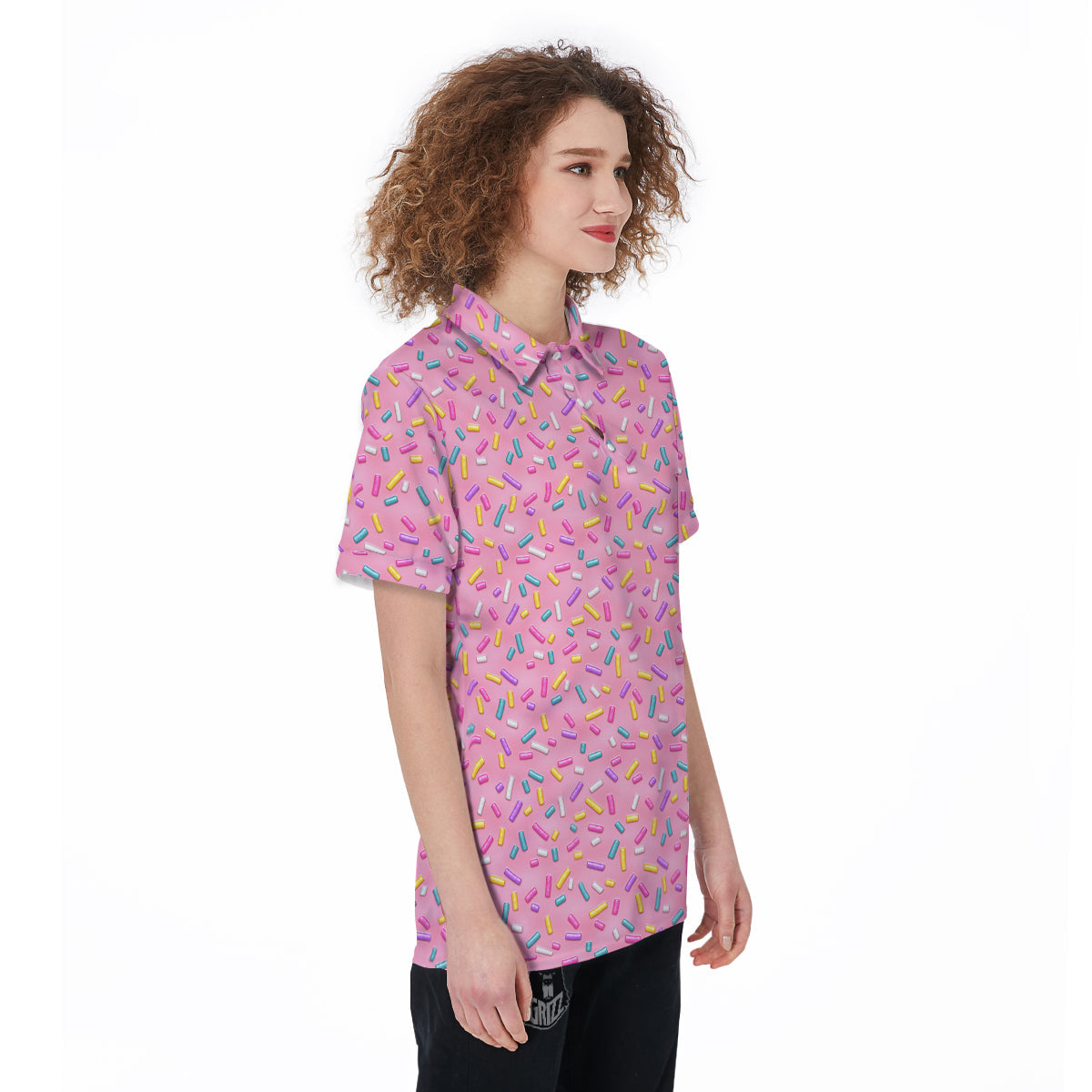 Candy Sprinkles Sweet Pink Print Pattern Women's Golf Shirts-grizzshop
