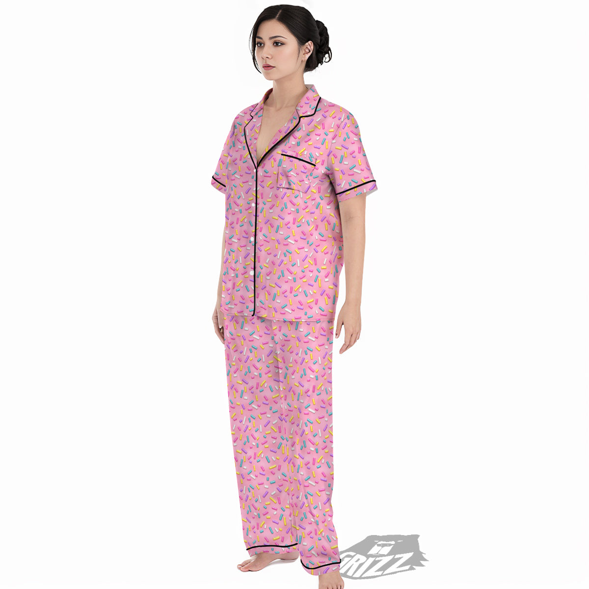 Candy Sprinkles Sweet Pink Print Pattern Women's Pajamas Set-grizzshop