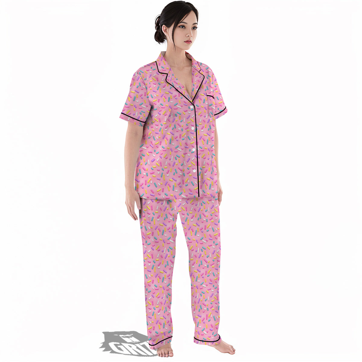 Candy Sprinkles Sweet Pink Print Pattern Women's Pajamas Set-grizzshop