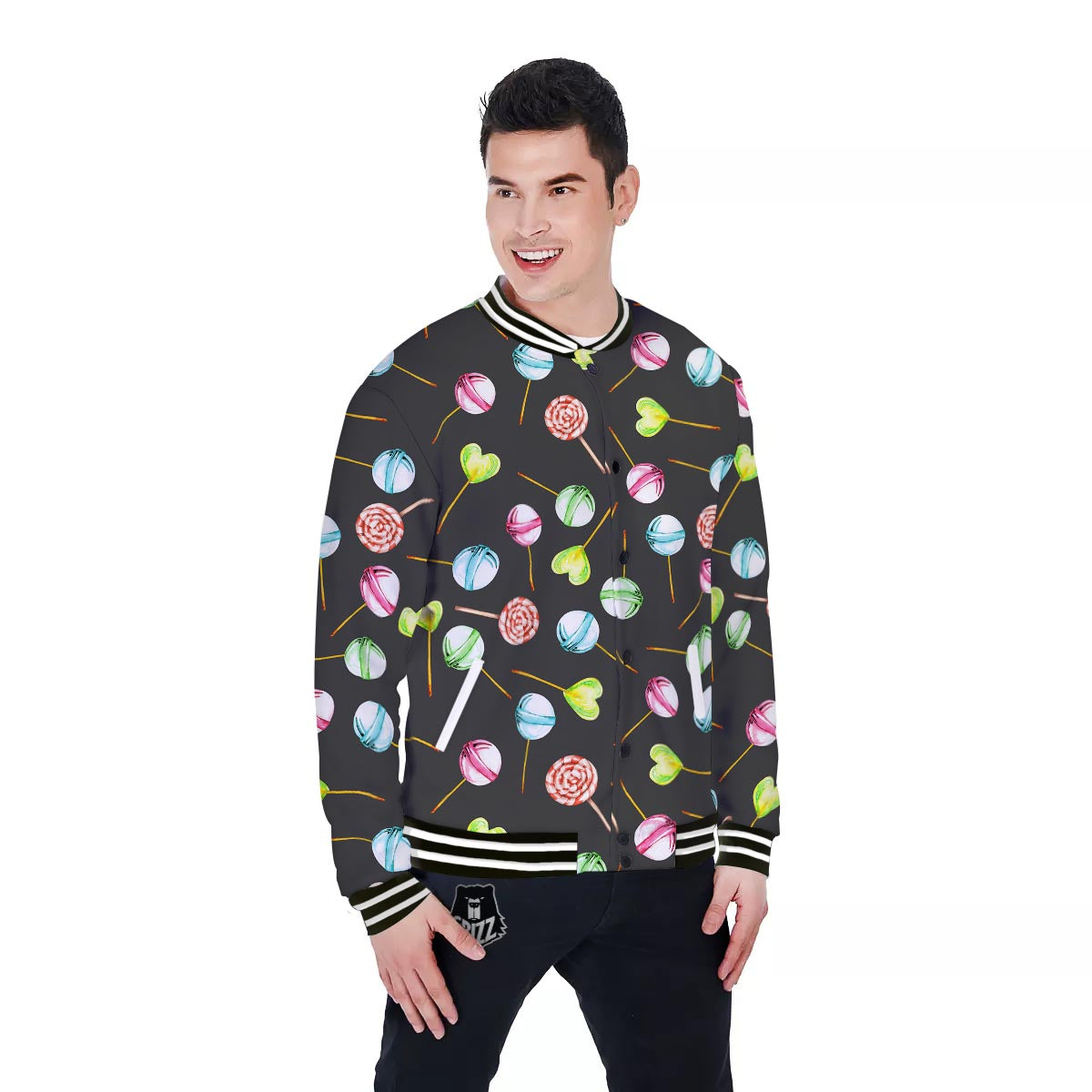 Candy Sweet Print Pattern Baseball Jacket-grizzshop