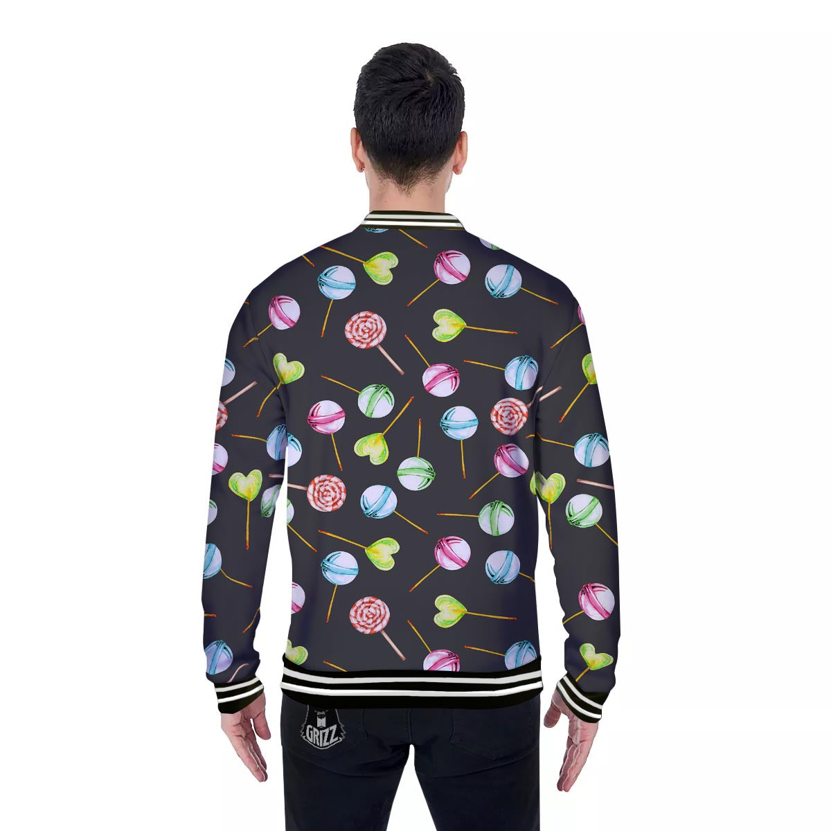 Candy Sweet Print Pattern Baseball Jacket-grizzshop