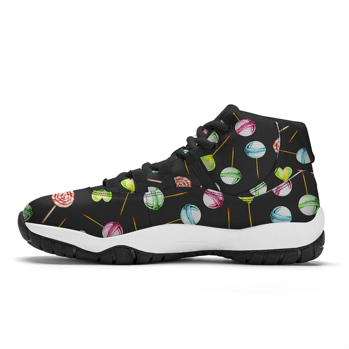 Candy Sweet Print Pattern Black Bball Shoes-grizzshop