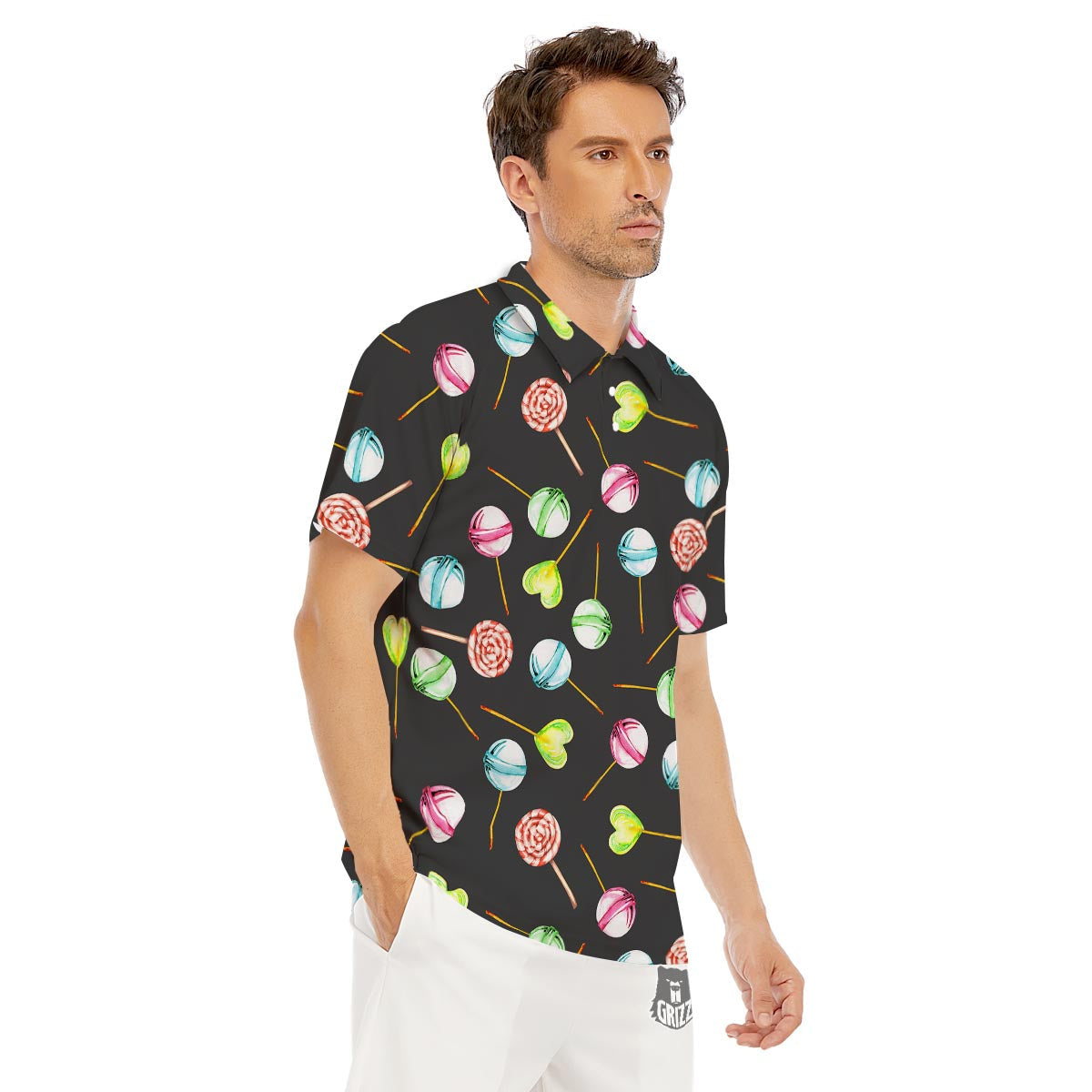 Candy Sweet Print Pattern Men's Golf Shirts-grizzshop