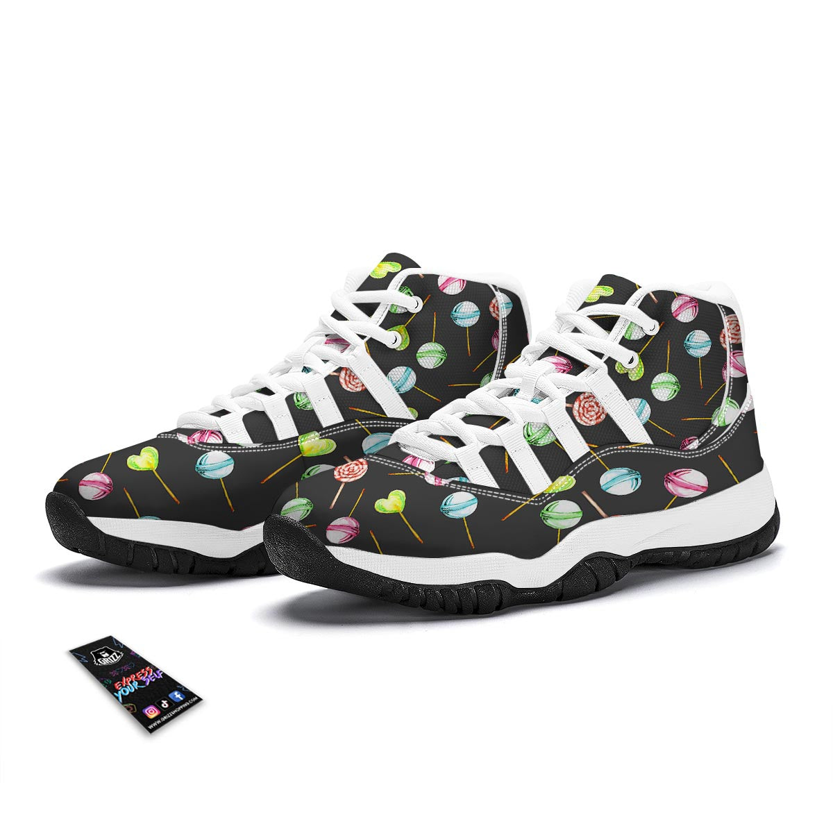 Candy Sweet Print Pattern White Bball Shoes-grizzshop