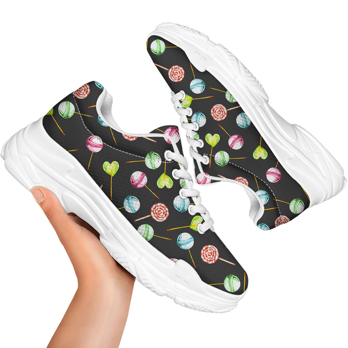 Candy Sweet Print Pattern White Chunky Shoes-grizzshop