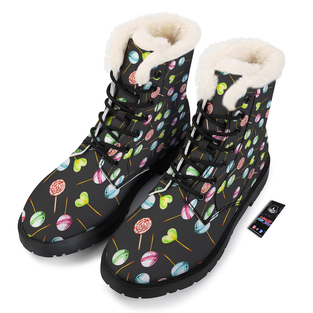 Candy Sweet Print Pattern Winter Boots-grizzshop